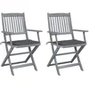 Image de Chaises pliables d extérieur lot de 2 et coussins Bois d acacia