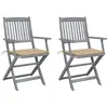 Image de Lot de 2 chaise vidaxl en acacia pliable exterieur beige