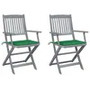 Image de Lot de 2 chaise vidaxl en acacia pliable exterieur vert