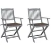 Image de Chaises pliables d extérieur lot de 2 et coussins Bois d acacia