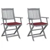 Image de Lot de 2 chaise vidaxl en acacia pliable exterieur rouge