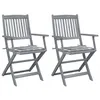 Image de Chaises pliables d extérieur lot de 2 et coussins Bois d acacia