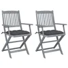 Image de Chaises pliables d extérieur lot de 2 et coussins Bois d acacia