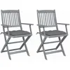 Image de Chaises pliables d extérieur lot de 2 et coussins Bois d acacia