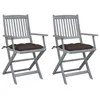 Image de Lot de 2 chaise Vidaxl exterieur marron en acacia