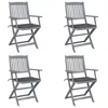 Image de Lot de 4 chaise vidaxl en acacia pliable exterieur gris