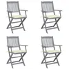 Image de Lot de 4 chaise Vidaxl exterieur pliable en acacia beige