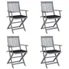 Image de Chaises pliables d extérieur lot de 4 et coussins Bois d acacia