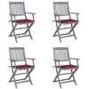 Image de Chaises pliables d extérieur lot de 4 et coussins Bois d acacia