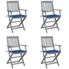 Image de Chaises pliables d extérieur lot de 4 et coussins Bois d acacia