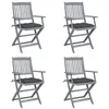 Image de Chaises pliables d extérieur lot de 4 et coussins Bois d acacia
