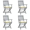 Image de Lot de 4 chaise Vidaxl en acacia pliable exterieur beige