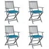 Image de Lot de 4 chaise vidaxl en acacia pliable exterieur bleu