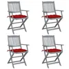 Image de vidaXL Tuinstoelen 4 st inklapbaar met kussens massief acaciahout3064530