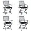 Image de Chaises pliables d extérieur lot de 4 et coussins Bois d acacia