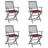 Image de vidaXL Tuinstoelen 4 st inklapbaar met kussens massief acaciahout3064533