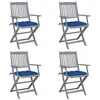 Image de vidaXL Tuinstoelen 4 st inklapbaar met kussens massief acaciahout3064534