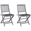 Image de Chaises pliables d extérieur lot de 2 et coussins Bois d acacia