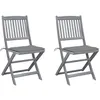 Image de Chaises pliables d extérieur lot de 2 et coussins Bois d acacia