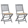 Image de Chaises pliables d extérieur lot de 2 et coussins Bois d acacia
