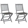 Image de Lot de 2 chaise Vidaxl exterieur pliable en acacia marron