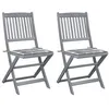 Image de Chaises pliables d extérieur lot de 2 et coussins Bois d acacia