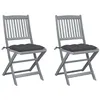 Image de Chaises pliables d extérieur lot de 2 et coussins Bois d acacia