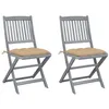 Image de Chaises pliables d extérieur lot de 2 et coussins Bois d acacia