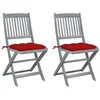 Image de vidaXL Tuinstoelen 2 st inklapbaar met kussens massief acaciahout3064557