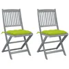 Image de Chaises pliables d extérieur lot de 2 et coussins Bois d acacia