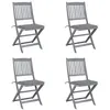 Image de Chaises pliables d extérieur lot de 4 et coussins Bois d acacia
