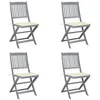 Image de Lot de 4 chaise vidaxl en acacia pliable exterieur beige