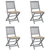 Image de Chaises pliables d extérieur lot de 4 et coussins Bois d acacia