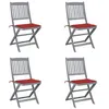 Image de Chaises pliables d extérieur lot de 4 et coussins Bois d acacia