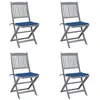 Image de Chaises pliables d extérieur lot de 4 et coussins Bois d acacia