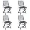 Image de Chaises pliables d extérieur lot de 4 et coussins Bois d acacia