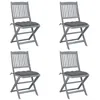 Image de Chaises pliables d extérieur lot de 4 et coussins Bois d acacia