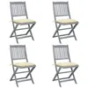 Image de Chaises pliables d extérieur lot de 4 et coussins Bois d acacia