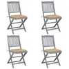 Image de Chaises pliables d extérieur lot de 4 et coussins Bois d acacia