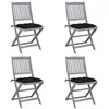 Image de Lot de 4 chaise Vidaxl en acacia pliable exterieur noir