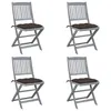 Image de Chaises pliables d extérieur lot de 4 et coussins Bois d acacia