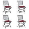 Image de vidaXL Tuinstoelen 4 st inklapbaar met kussens massief acaciahout3064587