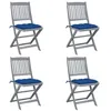 Image de vidaXL Tuinstoelen 4 st inklapbaar met kussens massief acaciahout3064588