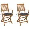 Image de Chaises pliables de jardin lot de 2 avec coussins Bois d acacia