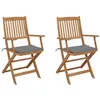 Image de Chaises pliables de jardin lot de 2 avec coussins Bois d acacia