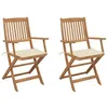 Image de vidaXL Lot de 2 Chaises Pliables de Jardin avec Coussins, Sièges de Terrasse, Chaises de Salle à Manger, Meubles de Patio Extérieur, Bois d'Acacia