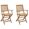 Image de Chaises pliables de jardin lot de 2 avec coussins Bois d acacia