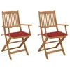 Image de vidaXL Tuinstoelen 2 st inklapbaar met kussens massief acaciahout3064596