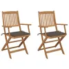 Image de Chaises pliables de jardin lot de 2 avec coussins Bois d acacia
