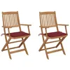 Image de Chaises pliables de jardin lot de 2 avec coussins Bois d acacia